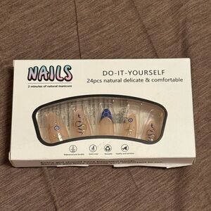 Blue and Gold Evil Eye and Snake Press On Nails